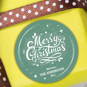 Adesivo Verde festivo moderno e branco Feliz Natal