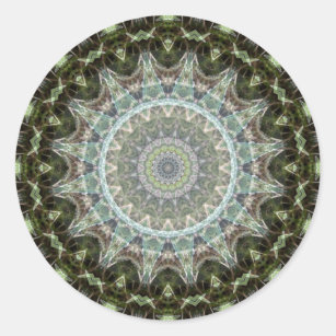 Adesivo Verde Folha Mandala Art Caleidoscópio