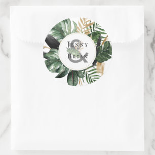 Adesivo Verde Glamouroso de Verão   Monograma de Casamento
