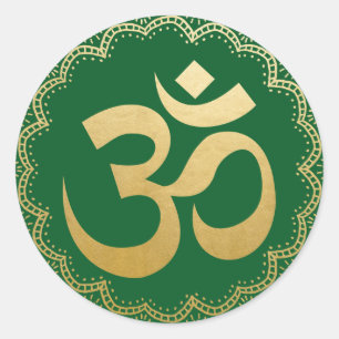Adesivo Verde HIndu do ouro do falso da ioga do símbolo d