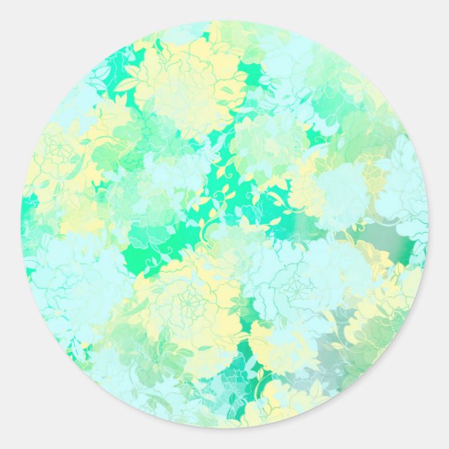 Adesivo Verde japonês, padrões de flores (Frente)