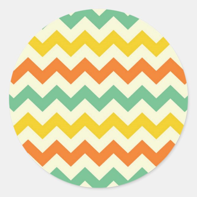 Adesivo Verde limão Citrus Orange Yellow Chevron Zigzags (Frente)