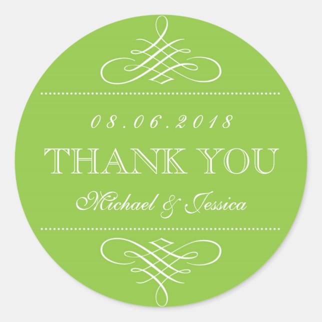 Adesivo Verde limão Enroscado Vinhetas de Casamento de Orn (Frente)