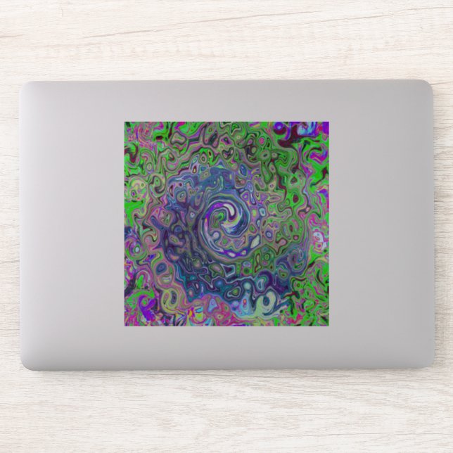 Adesivo Verde limão marmoreado e espiral traseira do Abstr (Computador)