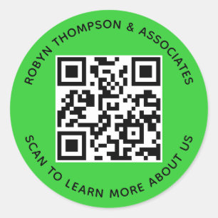Adesivo Verde limão QR Code Stick Round Personalizado Negó