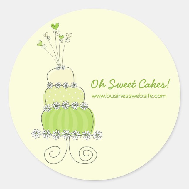 Adesivo Verde limão Whimsical Chic Weding Cake Sticker (Frente)