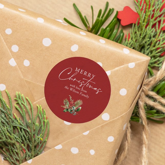 Adesivo Verde-Natal Vermelho Simples Elegante (Criador carregado)