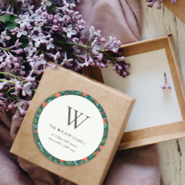 Adesivo Verde Poinsettia Natal Monograma Floral