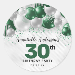 Adesivo Verde Prata Balão Glitter Glam Favor Aniversário