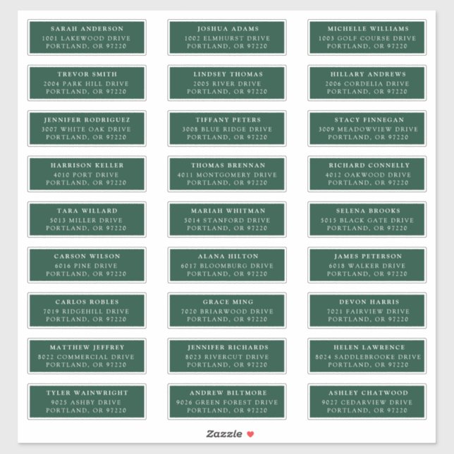 Adesivo Verde | Rótulos de Endereço de Convidado Individua (Folha)