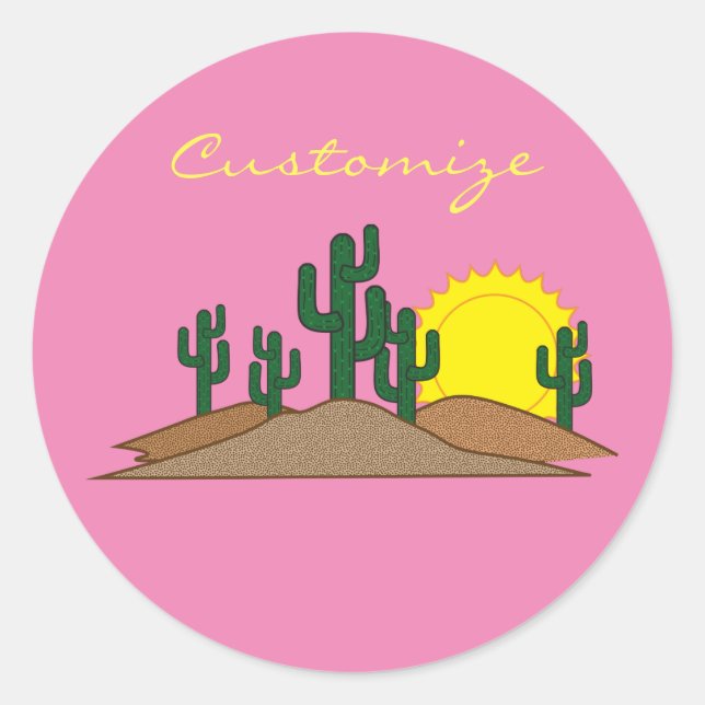 Adesivo Verde Saguaro Cactus Desert Sunrise (Frente)