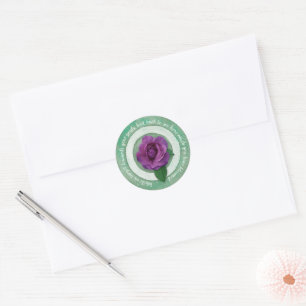 Adesivo Verde Salvia com Citação Inspiradora Rosa Roxa