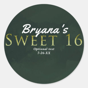 Adesivo Verde SWEET 16 Favor da Bolsa mensageifesta de ani