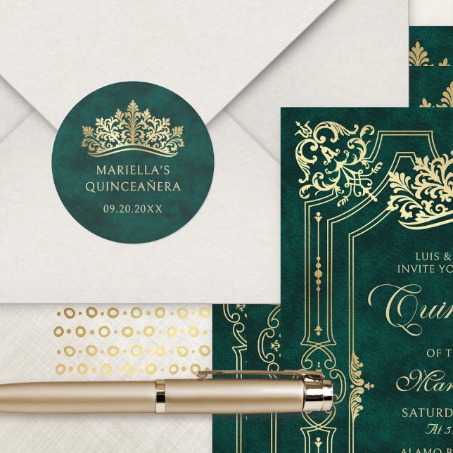 Adesivo Verde Tiara Coroa Elegante Quinceanera (Criador carregado)