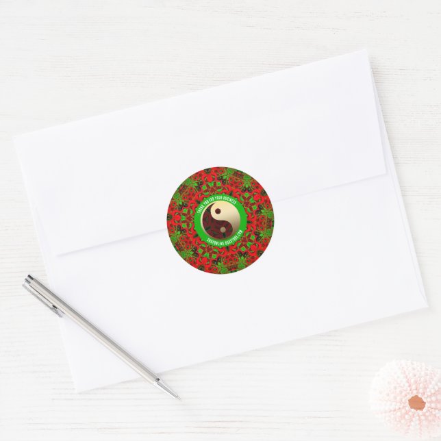 Adesivo Verde Verde Brilhante Yin Yang Obrigado (Envelope)