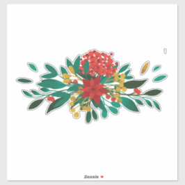 Adesivo Verde Vermelho Moderno e Dourado Natal Floral