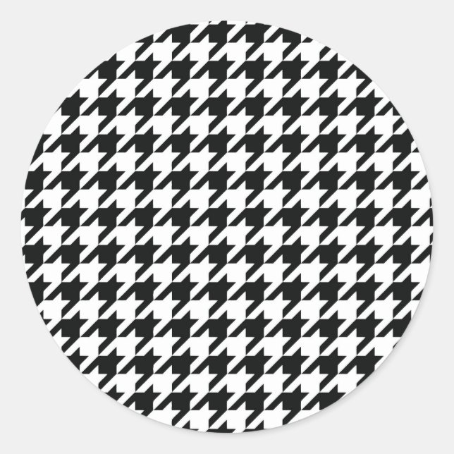 Adesivo Verificação de houndstooth Clássico Branco Preto (Frente)