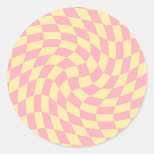 Adesivo Verificação Retro Pastel Amarelo Cor-de-Rosa Verme