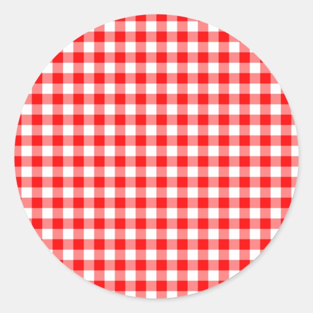 Adesivo Verificações de Gingham Vermelho e Branco (Frente)