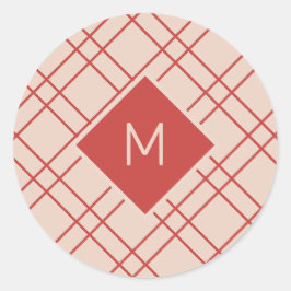 Adesivo Verificações Simples de Vermelho Natal e Monograma