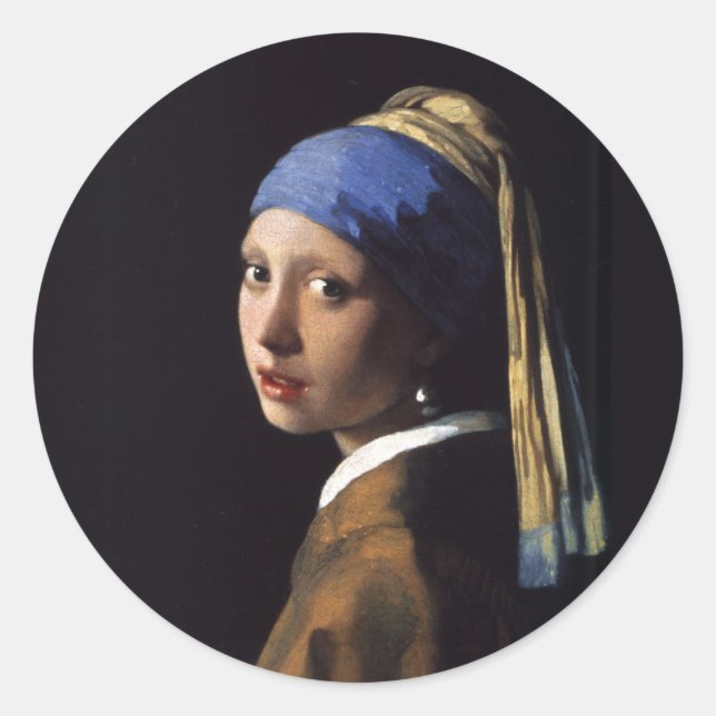 Adesivo Vermeer Girl Pearl Enarrando pintura de arte (Frente)