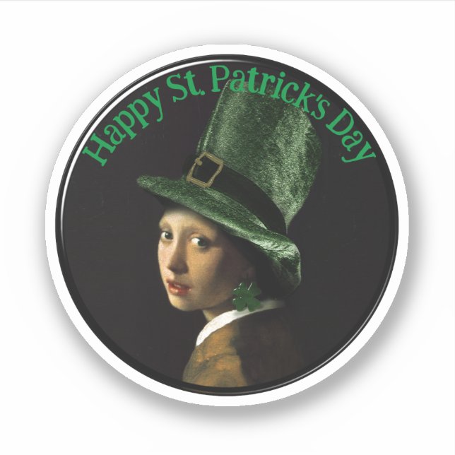 Adesivo Vermeer Pearl Earring Clover St Patrick's Day (Frente)