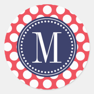 Adesivo Vermelho & bolinhas grandes de Navy  Monogrammed