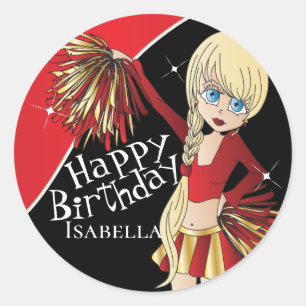 Adesivo Vermelho bonito das meninas   de Pom Pom do