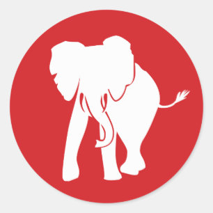 Adesivo Vermelho bonito e branco do logotipo do elefante