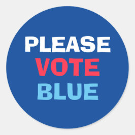 Adesivo Vermelho Branco E Azul Por Favor Votação Azul