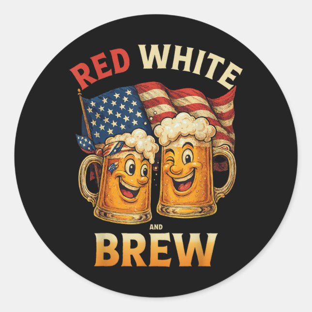 Adesivo Vermelho Branco E Cerveja (Frente)