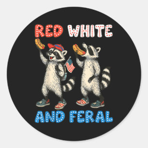 Adesivo Vermelho Branco E Feral Divertido Guaxinim Fofo 4