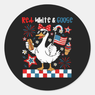 Adesivo Vermelho Branco E Ganso Engraçado 4 De Julho Patri