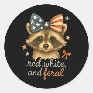 Adesivo Vermelho Branco E Guaxinim Feral Divertido Patriót