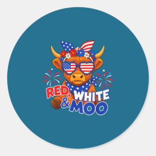 Adesivo Vermelho branco e moo engraçado patriótico vaca hi