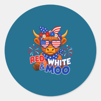 Adesivo Vermelho branco e moo engraçado patriótico vaca hi