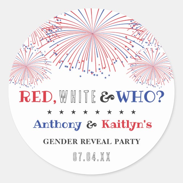 Adesivo Vermelho, Branco e Quem? 4 De Julho Partido Revela (Frente)