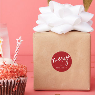 Adesivo Vermelho + Branco Personalizado 'Feliz' Natal/Féri