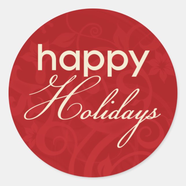 Adesivo Vermelho com Cream Happy Holidays Sticker (Frente)
