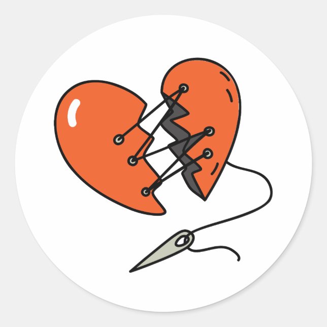 Adesivo Vermelho Coração Quebrado (Frente)