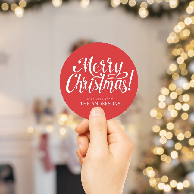 Adesivo Vermelho de Natal Feliz (Criador carregado)