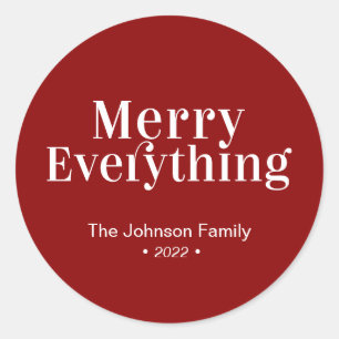 Adesivo Vermelho e Branco Moderno Feliz Tudo Natal