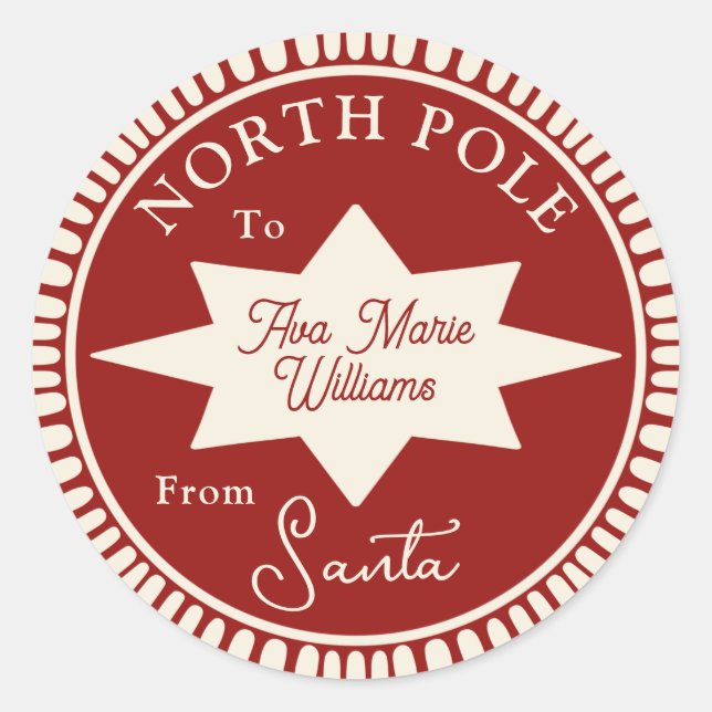 Adesivo Vermelho e Creme de Papais noeis Vinheta de Natal (Frente)