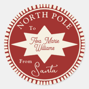 Adesivo Vermelho e Creme de Papais noeis Vinheta de Natal