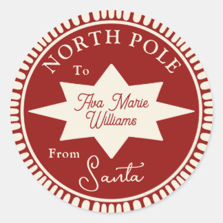 Adesivo Vermelho e Creme de Papais noeis Vinheta de Natal