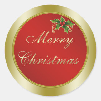 Adesivo Vermelho e Dourado, Holly Feliz Natal