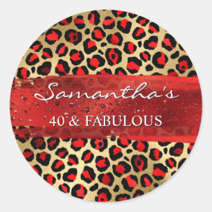 Adesivo Vermelho e Dourado Leopardo 40 & Fabuloso