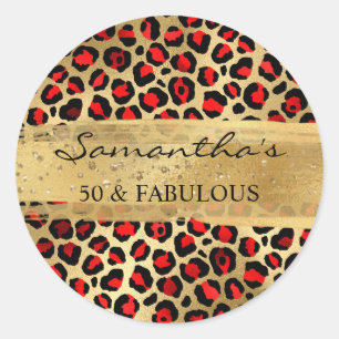 Adesivo Vermelho e Dourado Leopardo 50 & Fabuloso