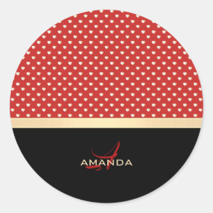 Adesivo Vermelho e Preto Elegante, Cabos Ouros Monograma