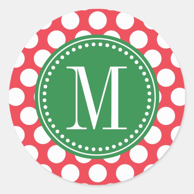 Adesivo Vermelho e Verde | Grandes Bolinhas Monogramadas (Frente)